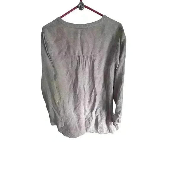 100% Irish‎ Linen Button Up Shirt Size Medium M Sigrid Olsen Coastal Natural - Picture 7 of 16